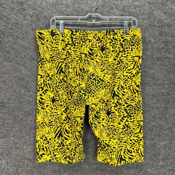 AQ Sport Shorts Women 1X Plus Yellow Animal Print Pull On Mid Rise Chino Casual - Picture 2 of 6